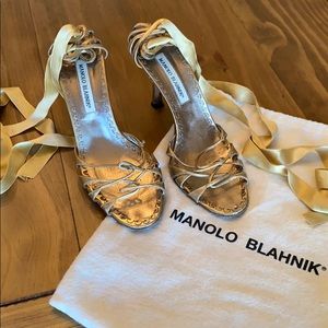 Manila Blahnik strappy gold heels